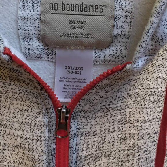 No Boundaries Heather Gray Hooded Swear Jacket SZ 2XL (50-52) - Picture 4 of 6